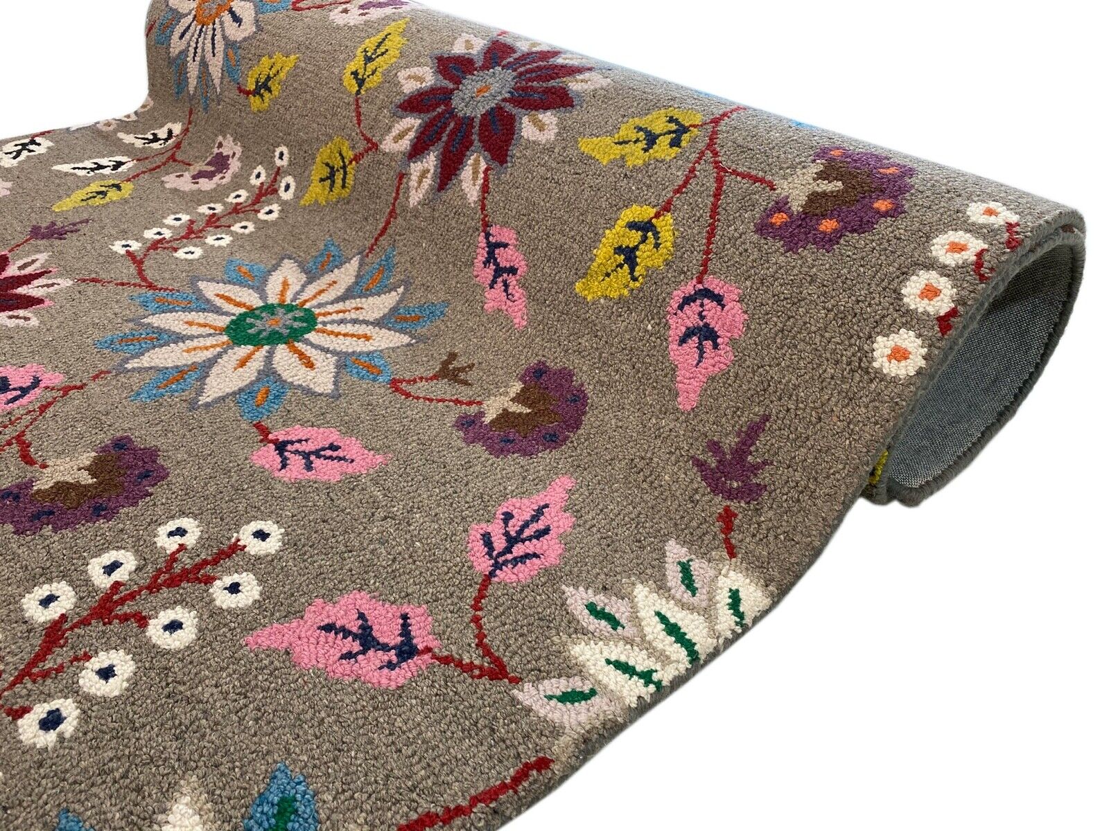 Designer Teppich Grau Gelb 100% Wolle Handarbeit Orient 150X240 CM MH933