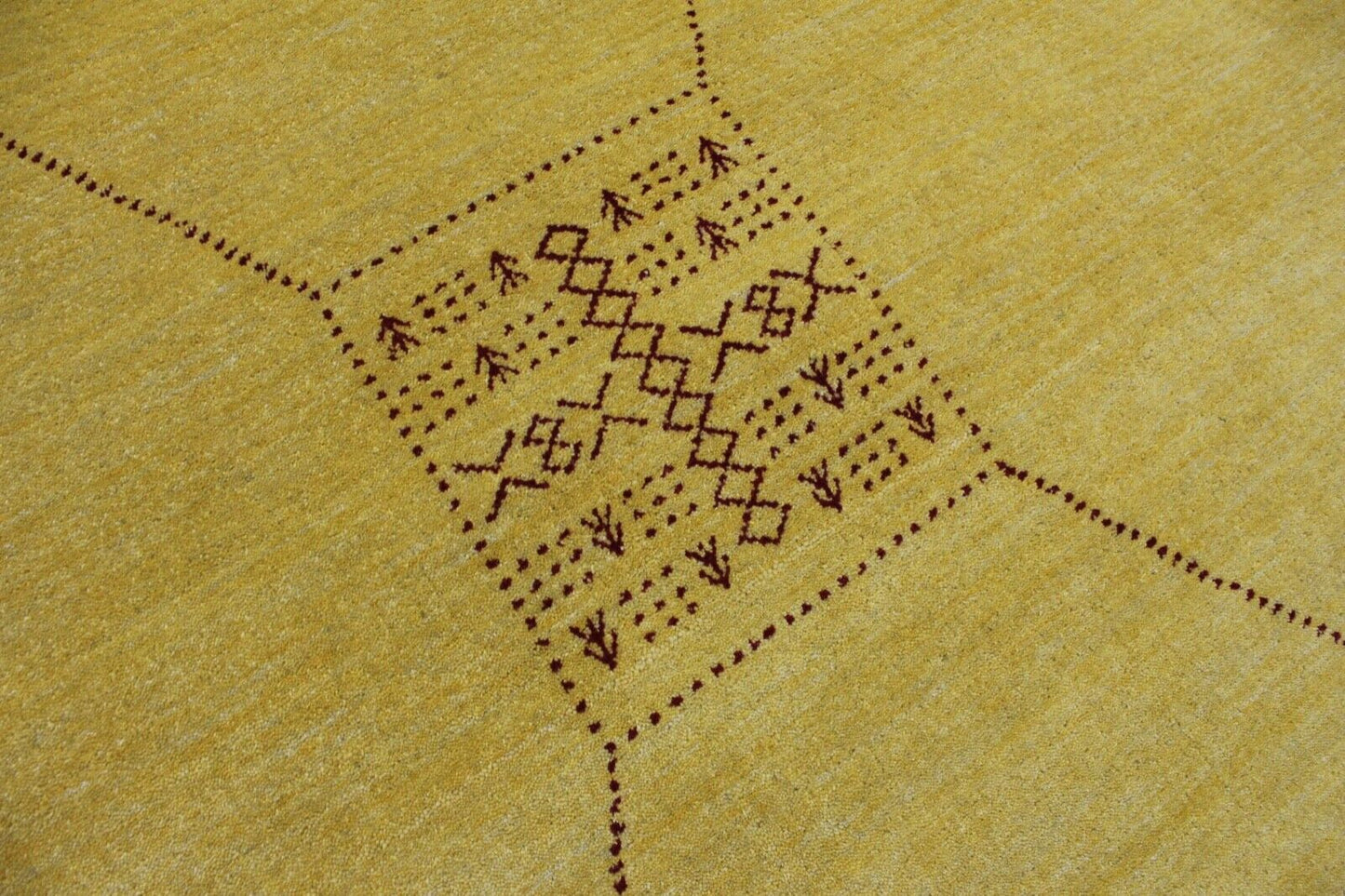 Gold Teppich 200x300 cm Gabbeh 100% Wolle Handgewebt Lori Buff Gelb G630