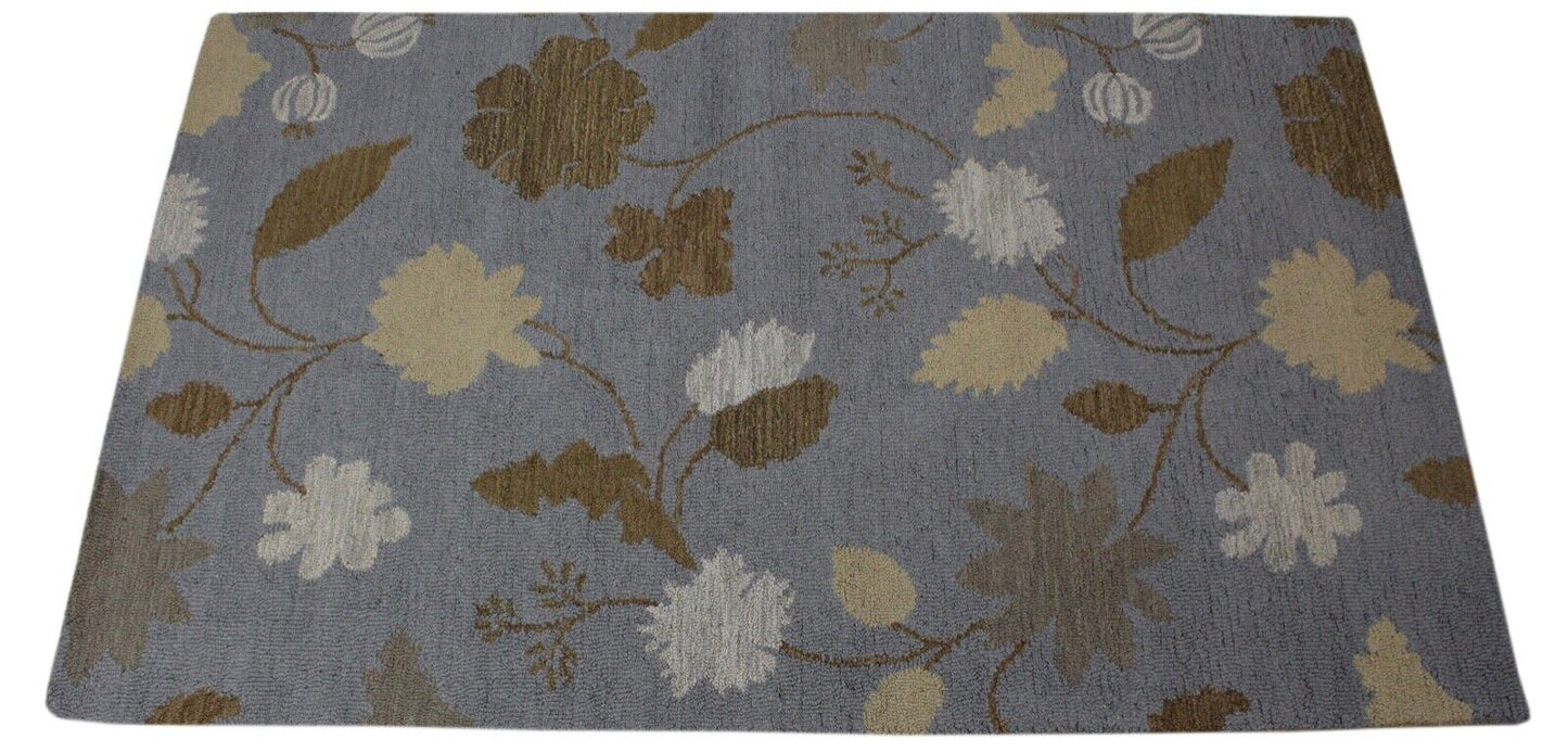 Teppich 100% Wolle Türkis Braun Orientteppich 150X240 cm Handgetuftet MH943