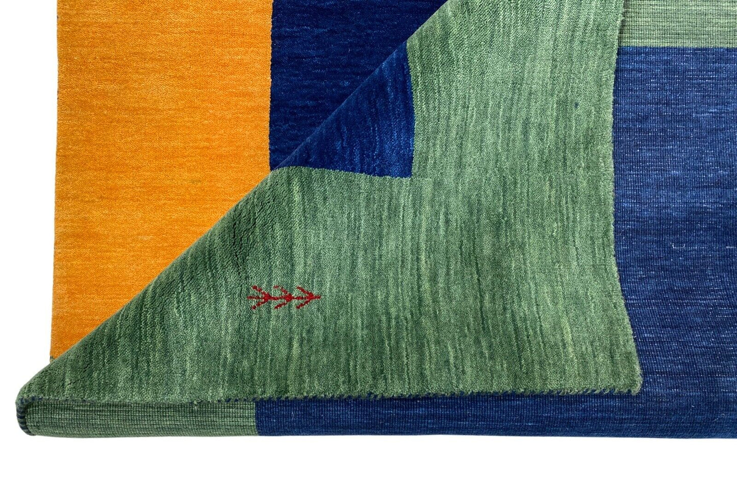 Blau Gabbeh 100% Wolle Orientteppich 120x180 cm Handgewebt loom Teppich
