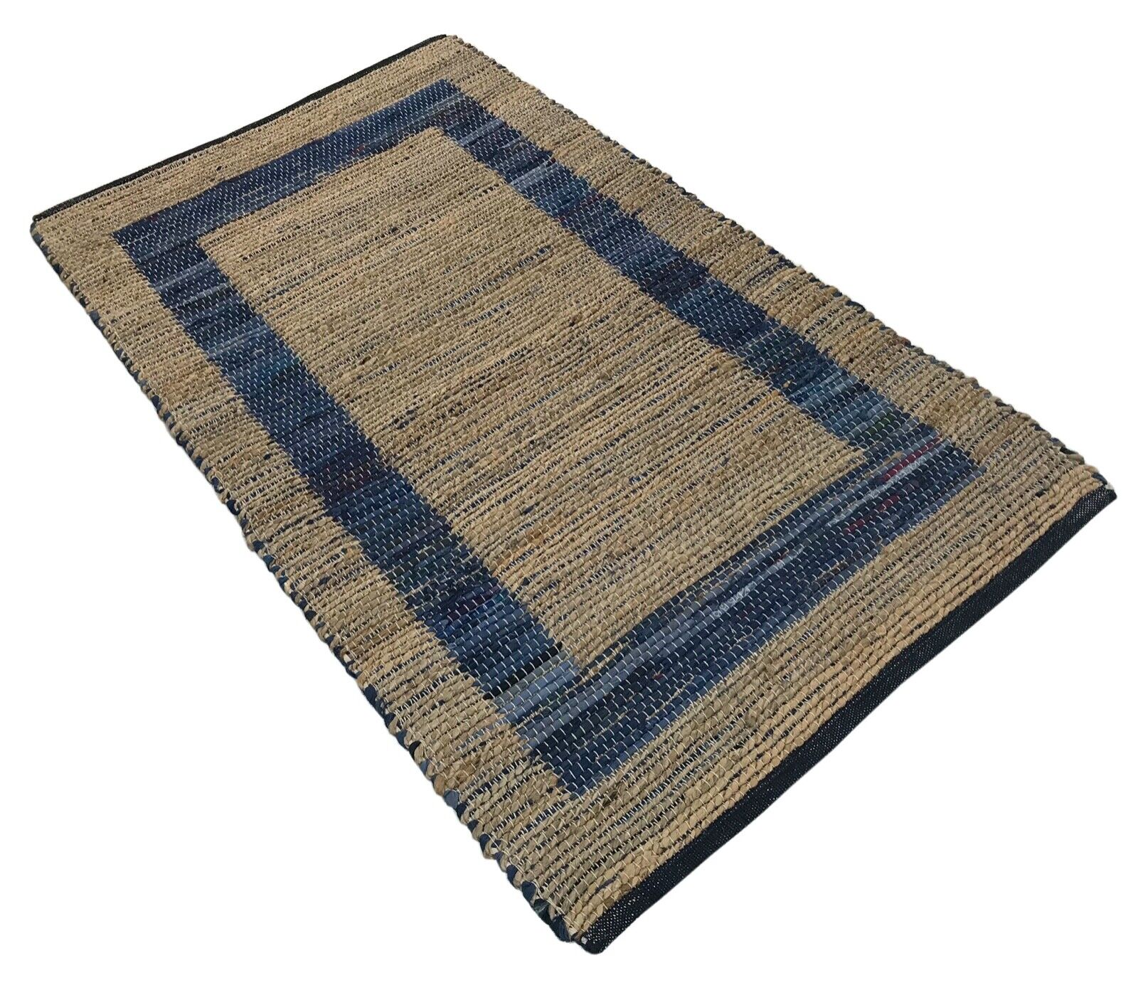 Kilim Teppich 90x160 cm Chindi Durry Dhurrie Baumwolle Jute Beidseitig Nutzbar