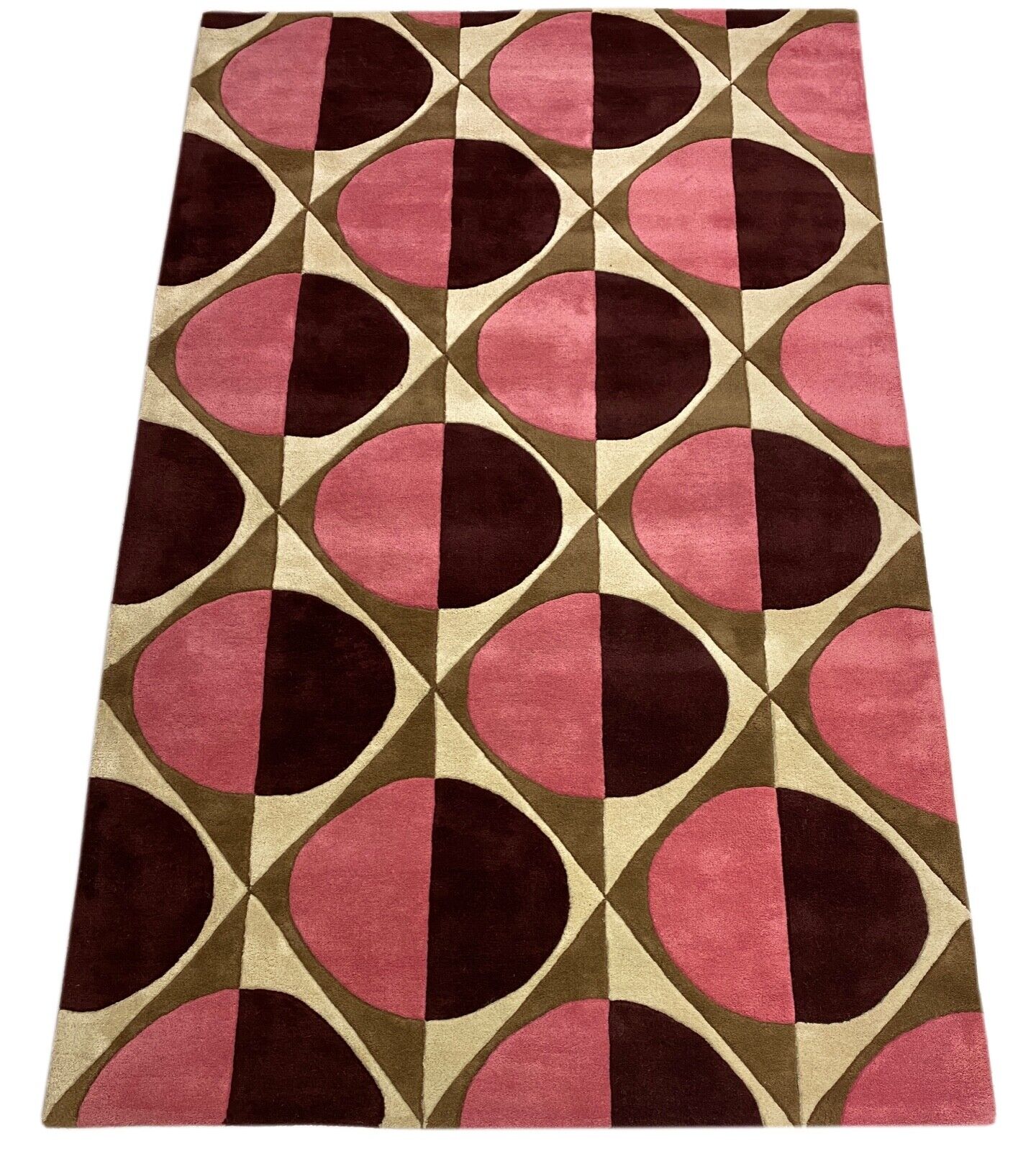 Orientteppich Rosa Schwarz Beige 100% Wolle Teppich Handgetuftet 150X240 CM D129