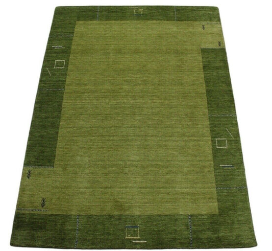 Gabbeh Teppich Grün 100% Wolle Handgewebt Orientteppich Lori 170x240 cm WR110