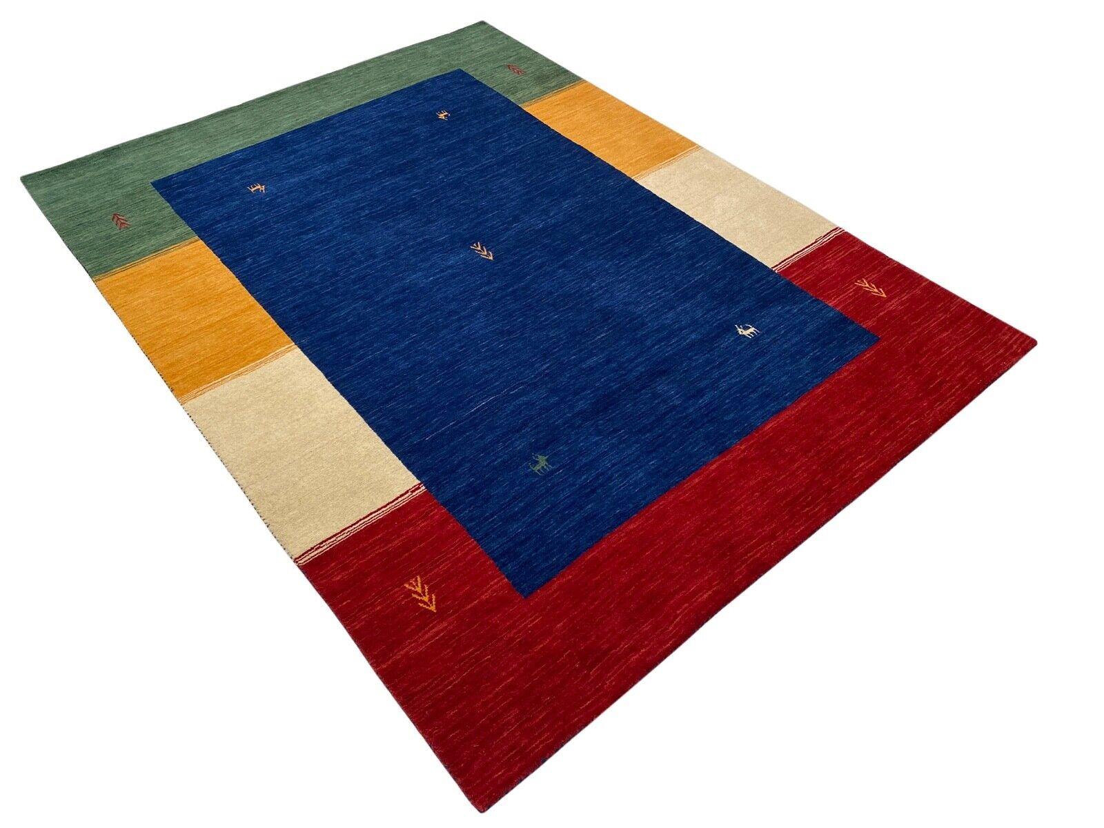 Blau Gabbeh 100% Wolle Orientteppich 120x180 cm Handgewebt loom Teppich
