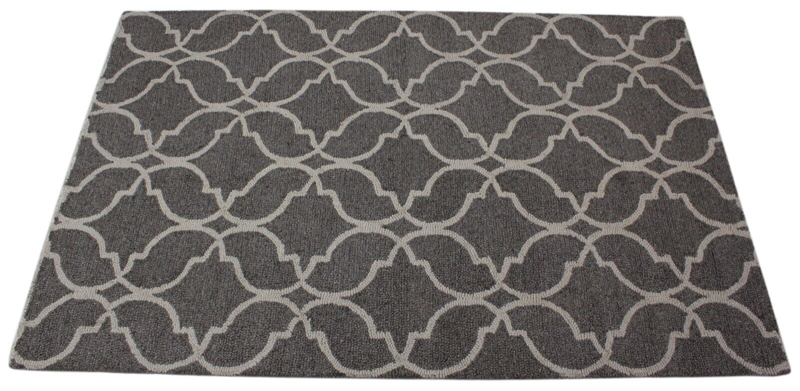 Teppich 100% Wolle Anthrazit Grau Beige Handarbeit Orientteppich 150X240 CM