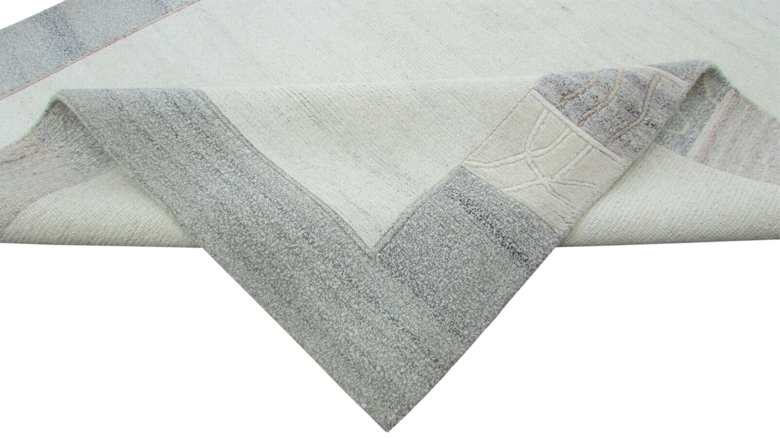 Nepal Teppich Handgeknüpft Beige Grau 100% Wolle Orientteppich 170x235 cm N-49