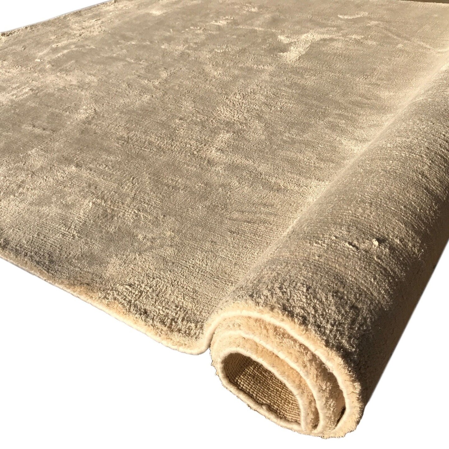 Orientteppich 120X180 CM Beige Teppich Handgewebt Viskose Handarbeit Einfarbig