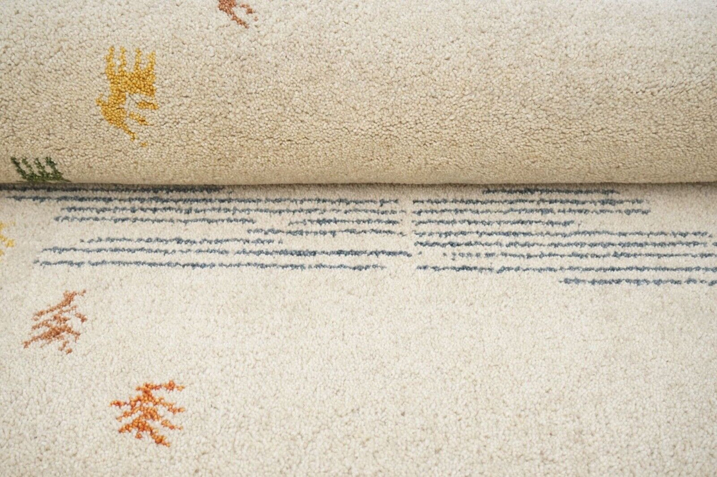 Teppich 100% Wolle Beige Orange Grün 160X230 cm Orientteppich Handgetuftet HT396