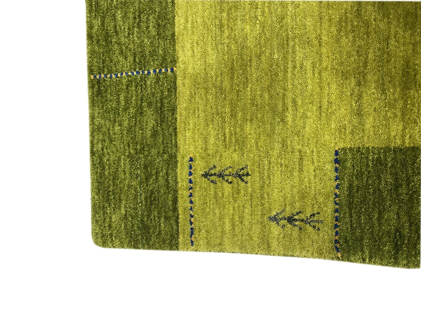 Gabbeh Teppich Grün 100% Wolle Handgewebt Orientteppich Lori 125x180 cm WR110