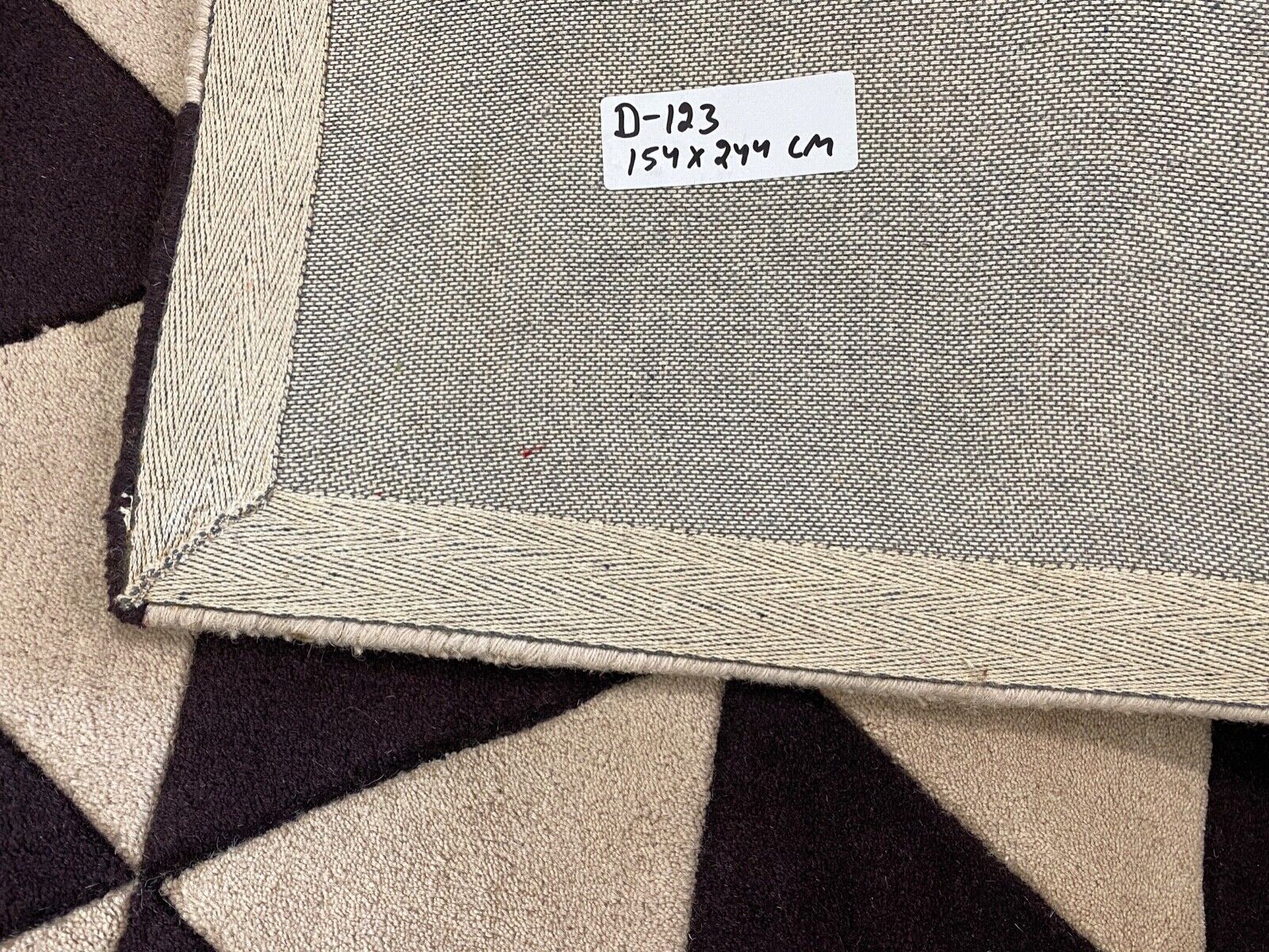 Schwarz Beige Teppich 100% Wolle Orientteppich Handgetuftet 155X245 CM D-123