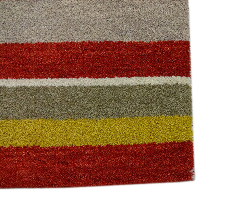 Gabbeh Teppich 61x92 cm Handgeknüpft  ~ 100% Wolle ~ Rot Beige Gold Blau M28