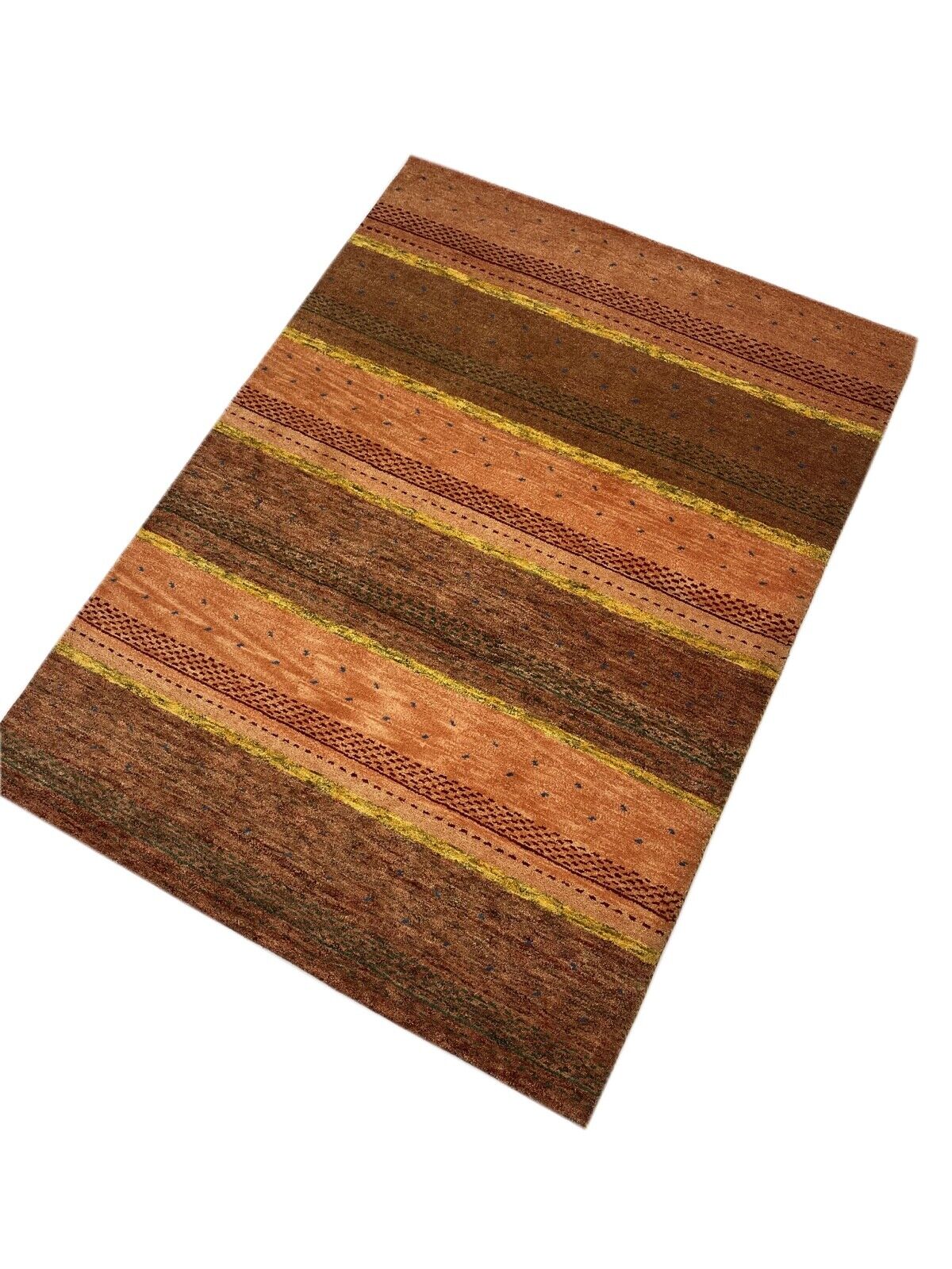 Gabbeh Teppich 100% Wolle Orange Rosa Braun Gold Handgeknüpft 174X235 cm WR30