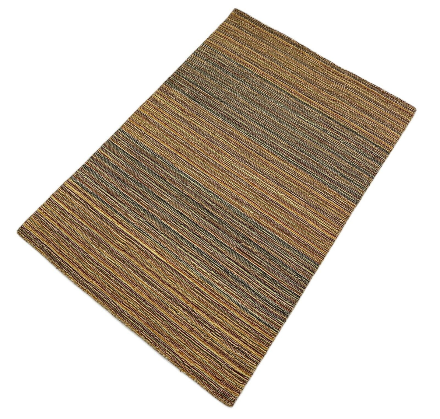 Bunt Teppich 100% Wolle Lori Handgewebt Orange Wolle 120x180 cm S90