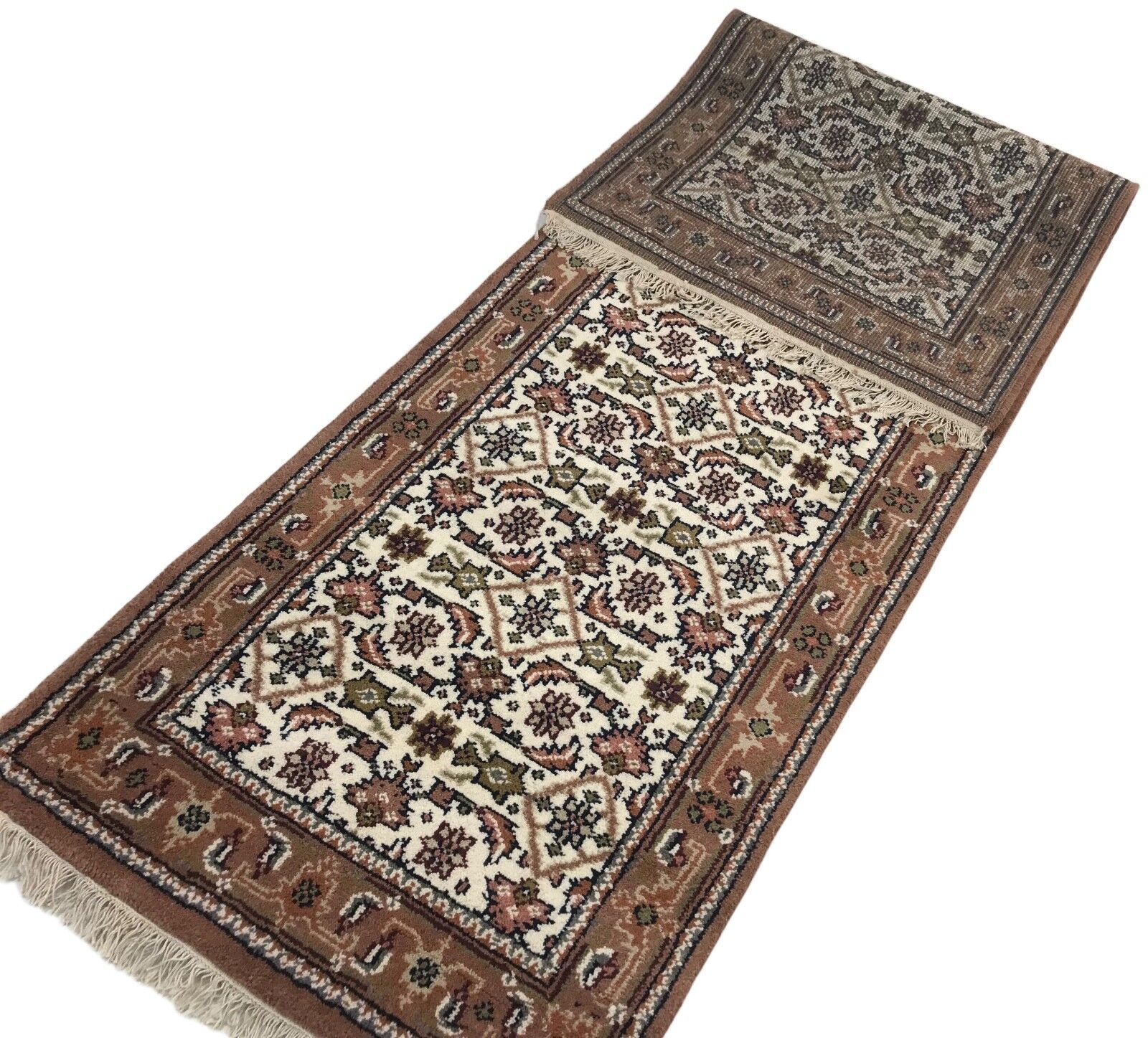 Beige Teppich Orient Läufer Herati Braun Cream 80x300 cm 100% Wolle Handgeknüpft