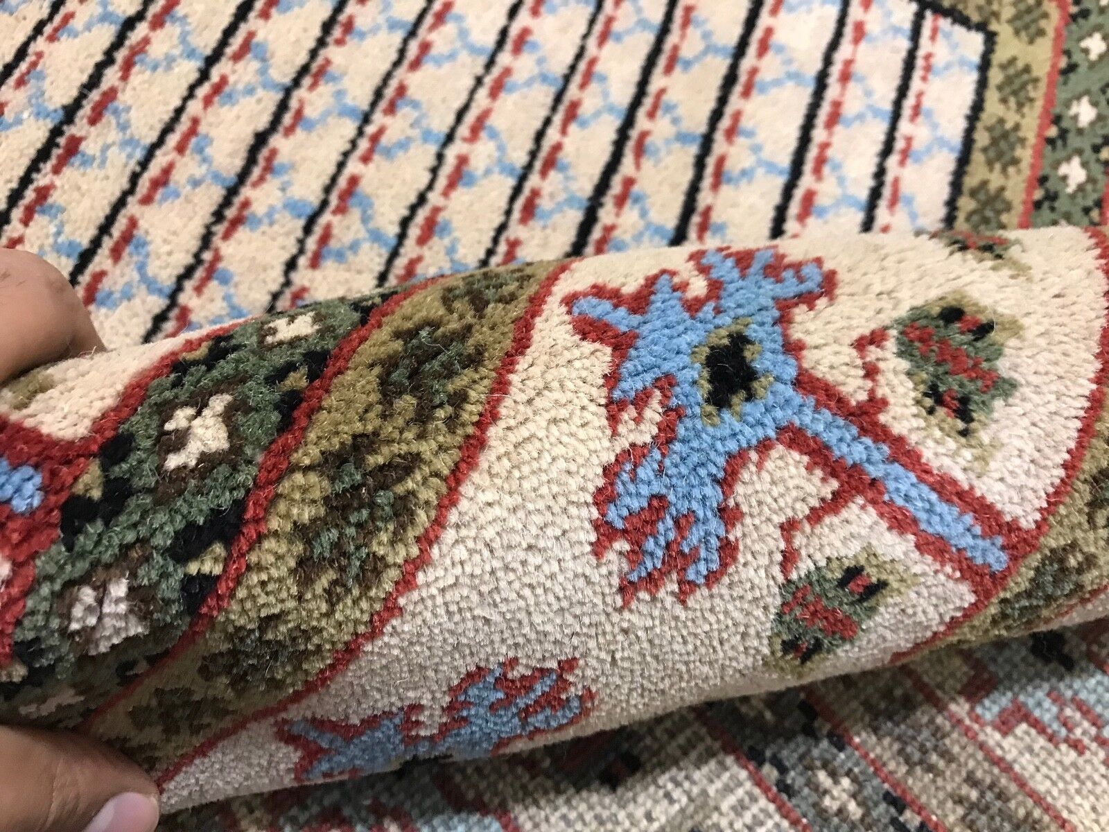 Orientteppich Teppich 100% Wolle Beige Handgeknüpft Kashan 158x220 cm