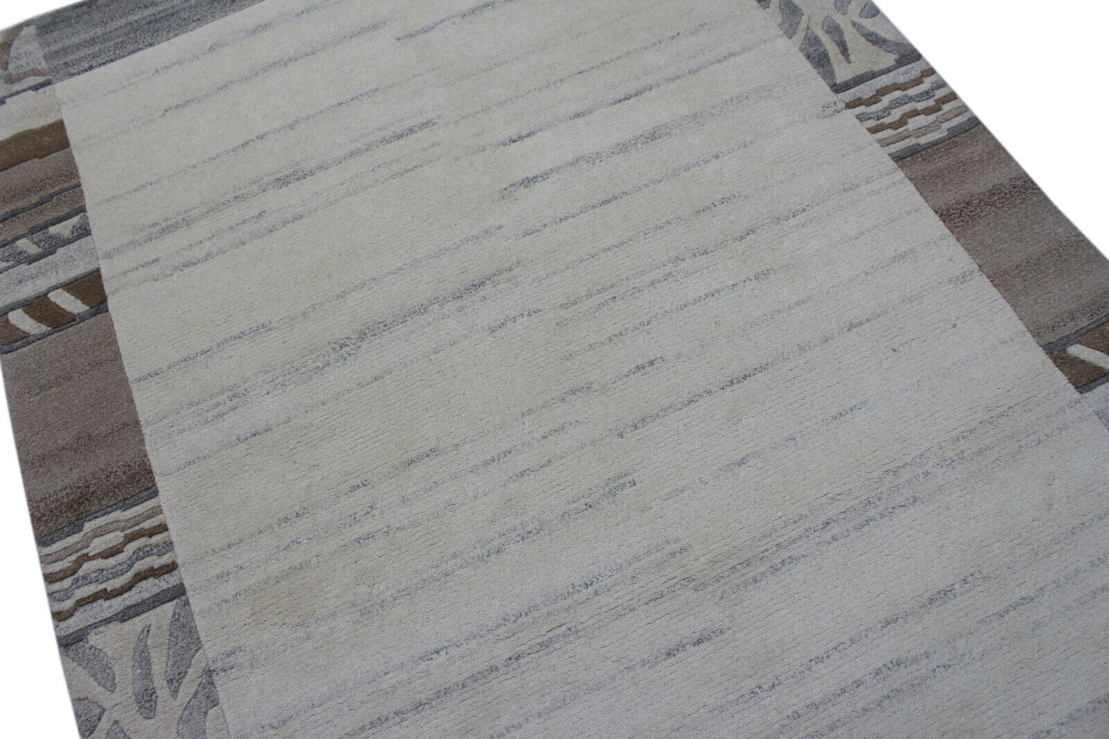 Nepal Teppich Handgeknüpft Braun Grau 100% Wolle Orientteppich 163x223 cm N6