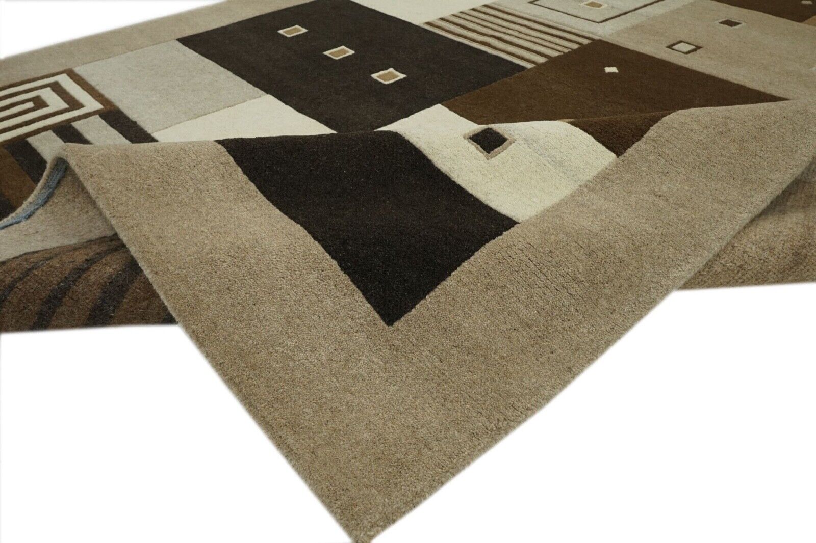 Braun Beige Nepal Teppich Handgeknüpft 100% Wolle Orientteppich 200X300 cm N774