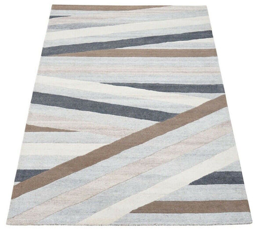 Beige Braun Teppich 100% Wolle 160X230 cm Orientteppich Handgetuftet HT412