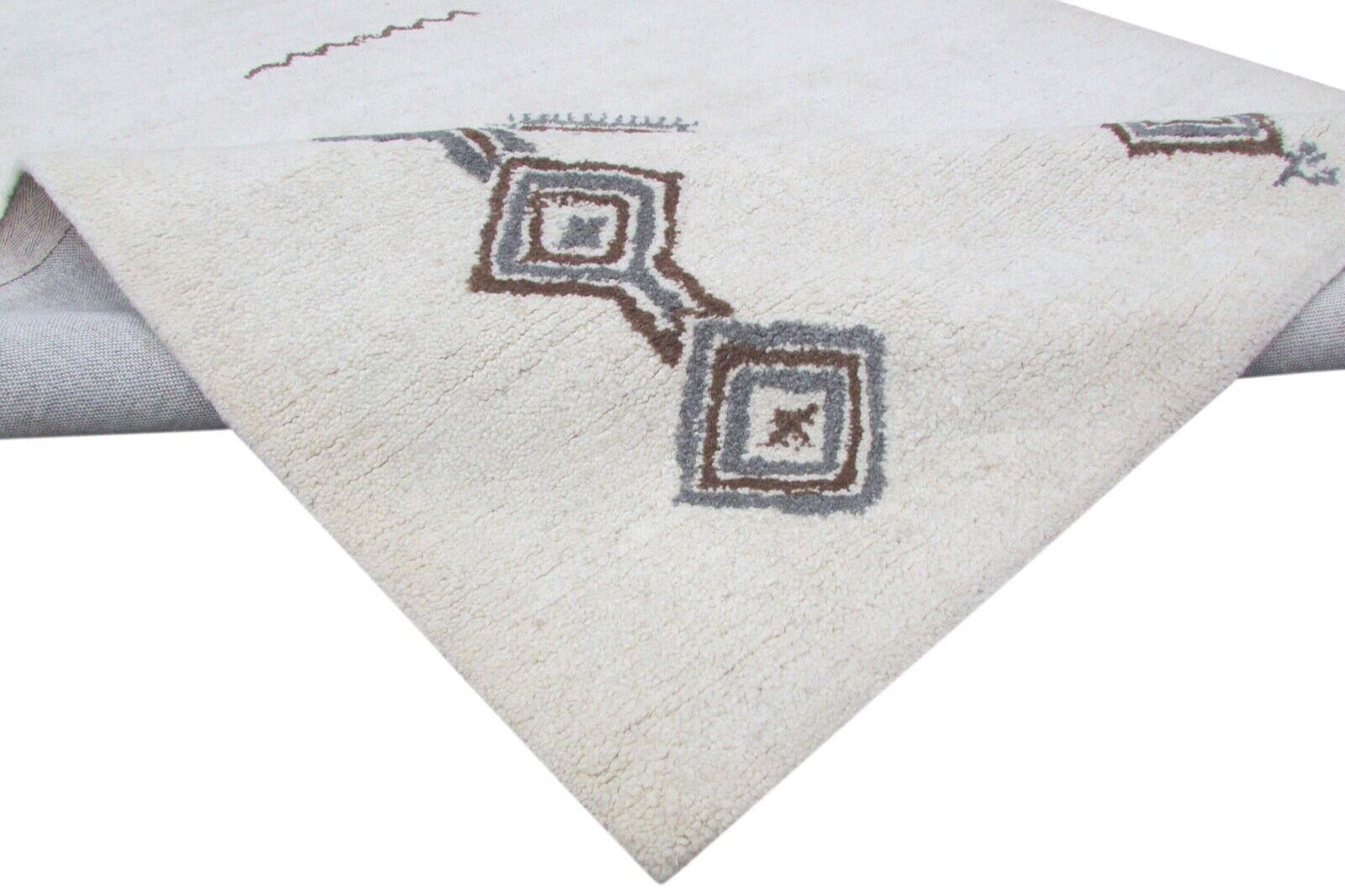 Beige Teppich 100% Wolle 160X230 cm Handarbeit Handgetuftet T846