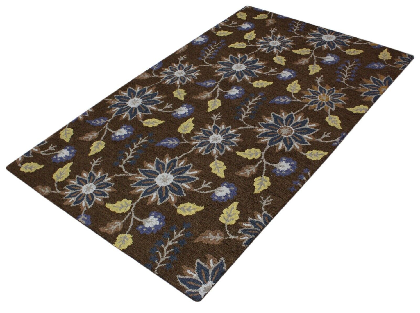 Braun Teppich 100% Wolle Orientteppich 150X240 cm Handgetuftet MH942