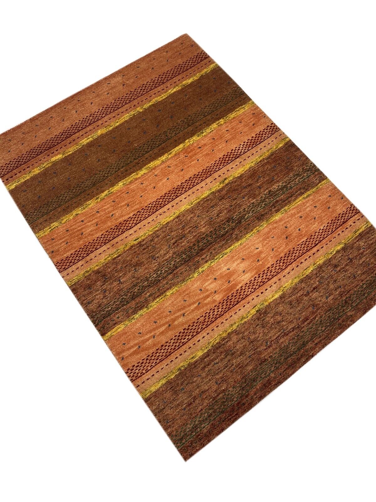 Gabbeh Teppich 100% Wolle Orange Rosa Braun Gold Handgeknüpft 174X235 cm WR30