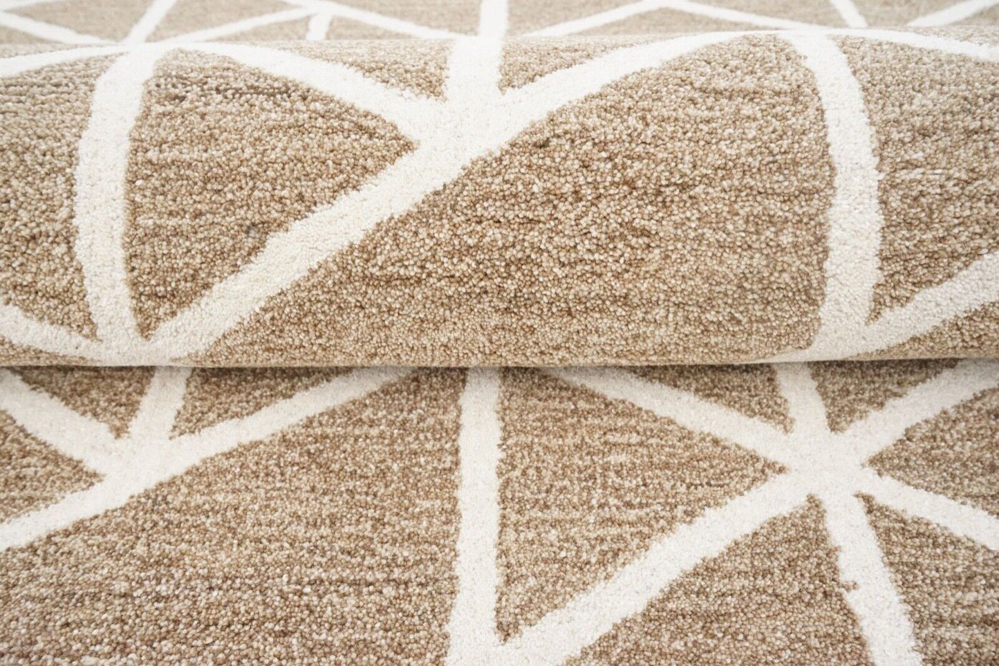 Teppich 100% Wolle Tabakfarbe Hell Braun Beige 160X230 cm Handgetuftet HT392