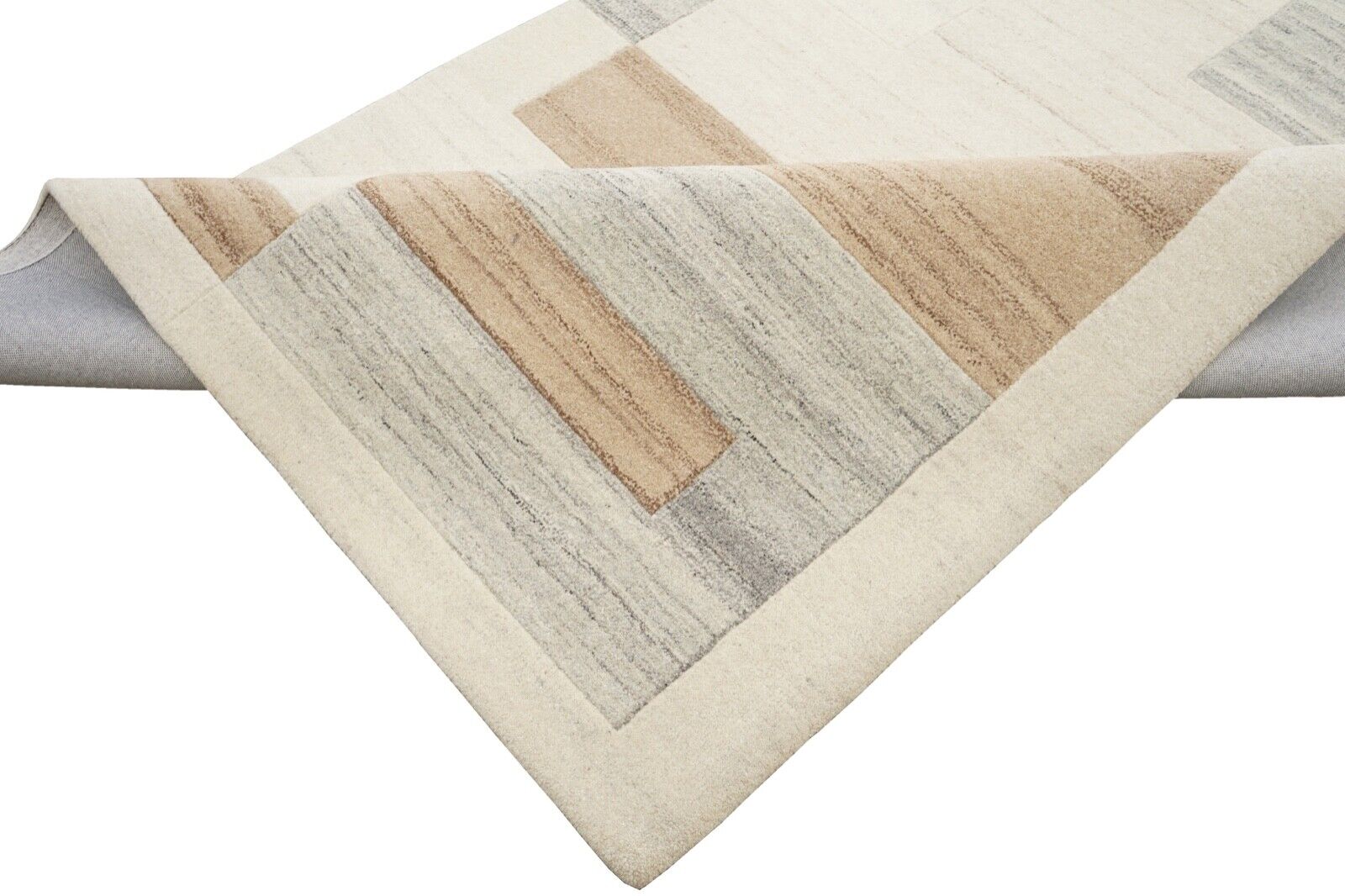 Teppich 100% Wolle Beige Braun Grau 160X230 cm Orientteppich Handgetuftet HT205