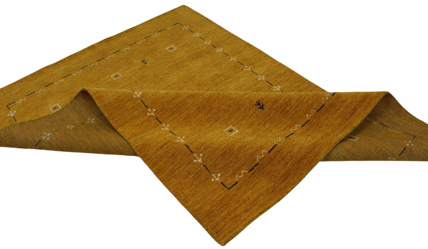 Wohnzimmer Gold Gabbeh Teppich 100% Wolle 170x240 cm Orient Handgewebt W2