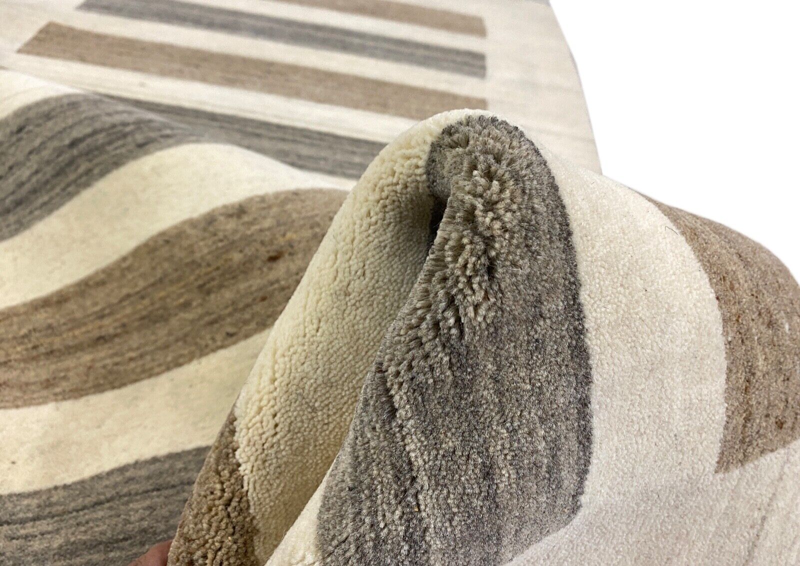 Beige Braun Brücke 100% Wolle Handgewebter Teppich Orientteppich 85X250 CM