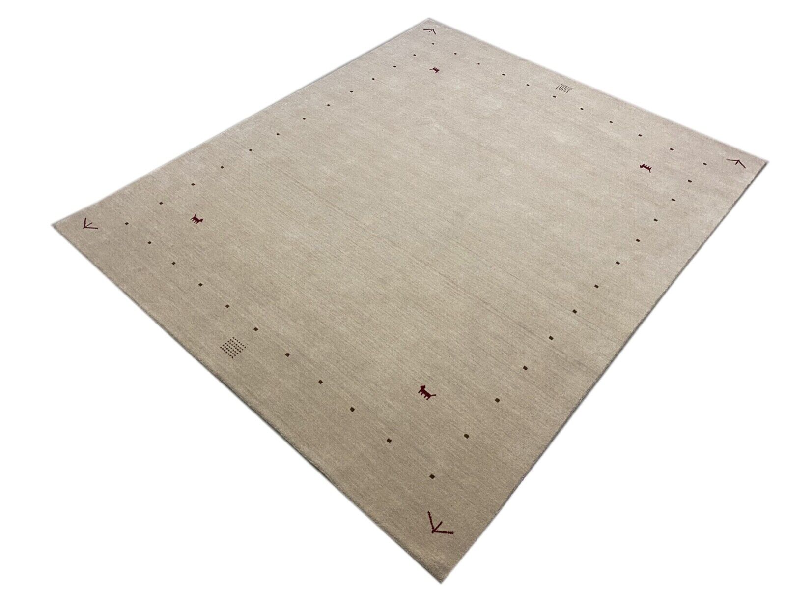 Beige Teppich 100% Wolle einfarbig gefärbt 250X300 cm Gabbeh Handgewebt  G84T1