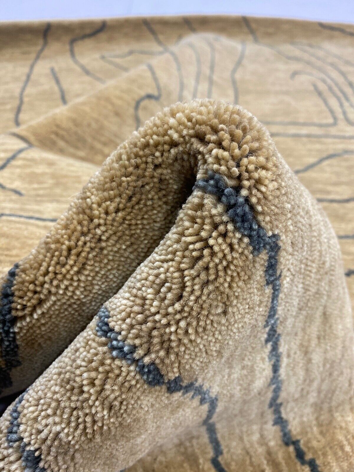 Gabbeh Teppich Gold Beige 100% Wolle 142x195 cm Handgewebt Lori WR65