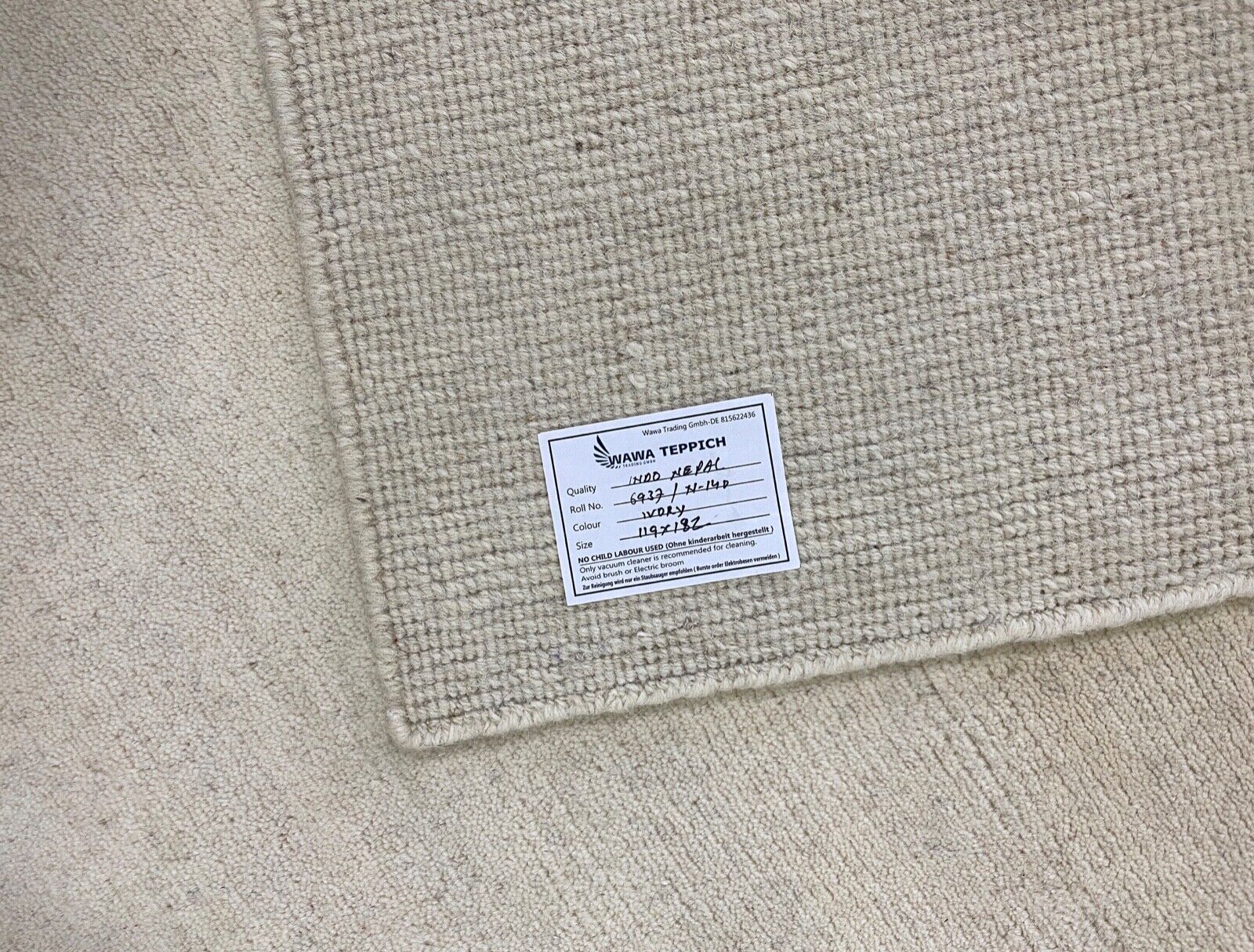 Nepal Teppich Handgeknüpft Beige 100% Wolle Orientteppich 119x182 cm N-140