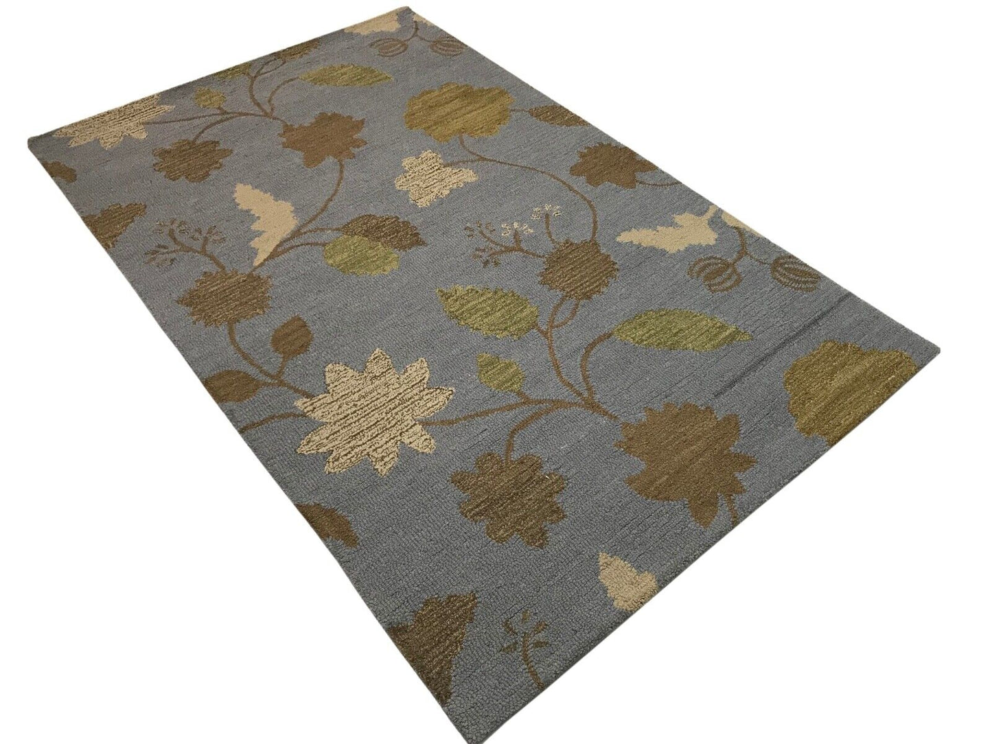 Teppich 100% Wolle Grau Grün Handarbeit Designer Orientteppich 150X240 CM MH888