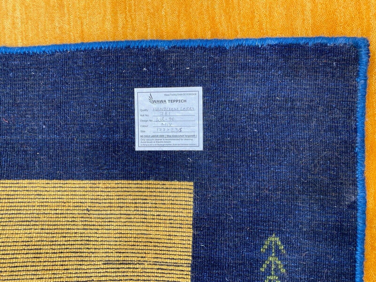 Gold Gabbeh Teppich 100% Wolle Grün Beige Rot Blau 177x235 cm Handgewebt WR90