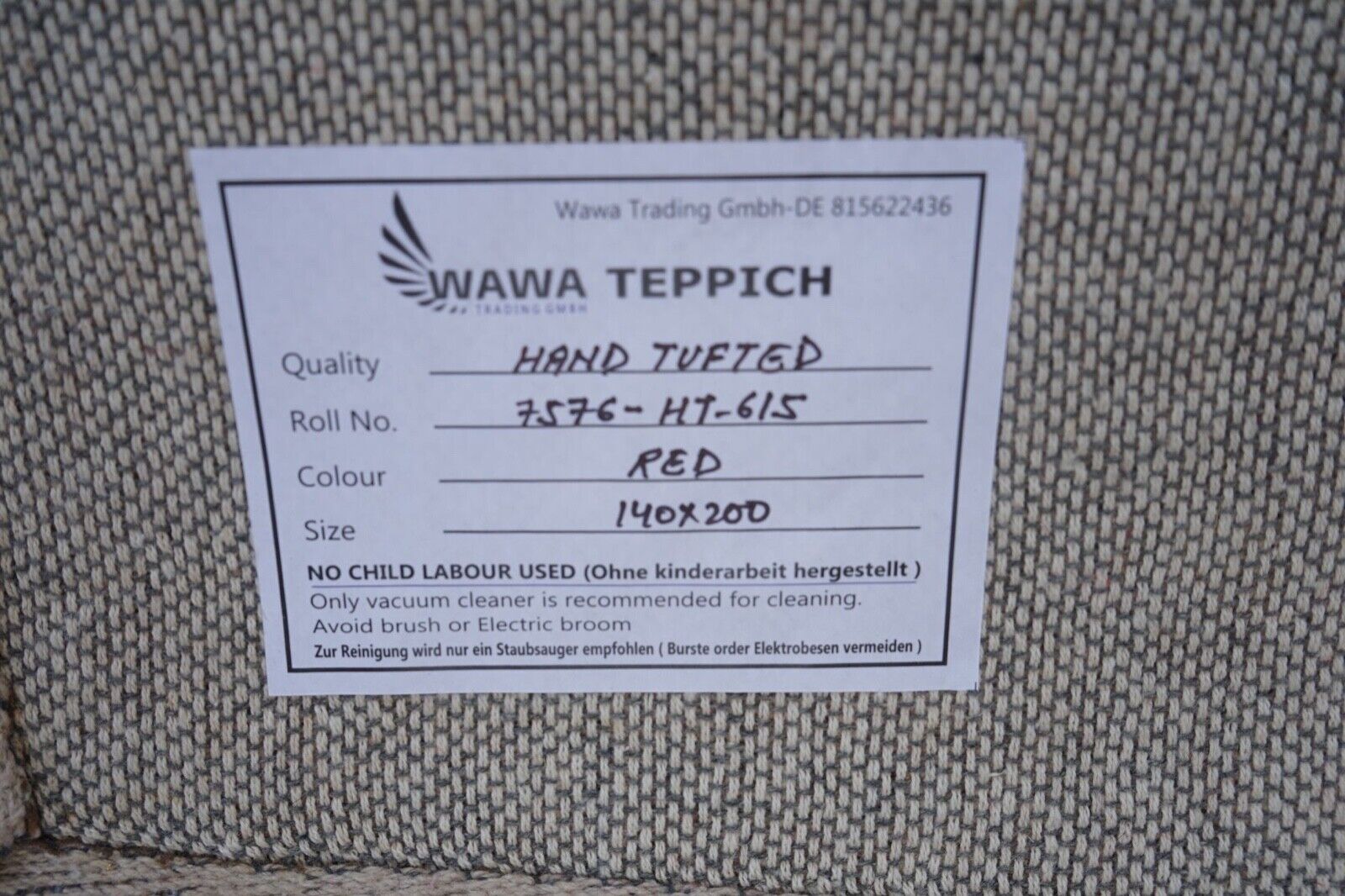 Rot Gold Beige 140X200 cm Teppich 100% Wolle Orientteppich Handgetuftet HT615