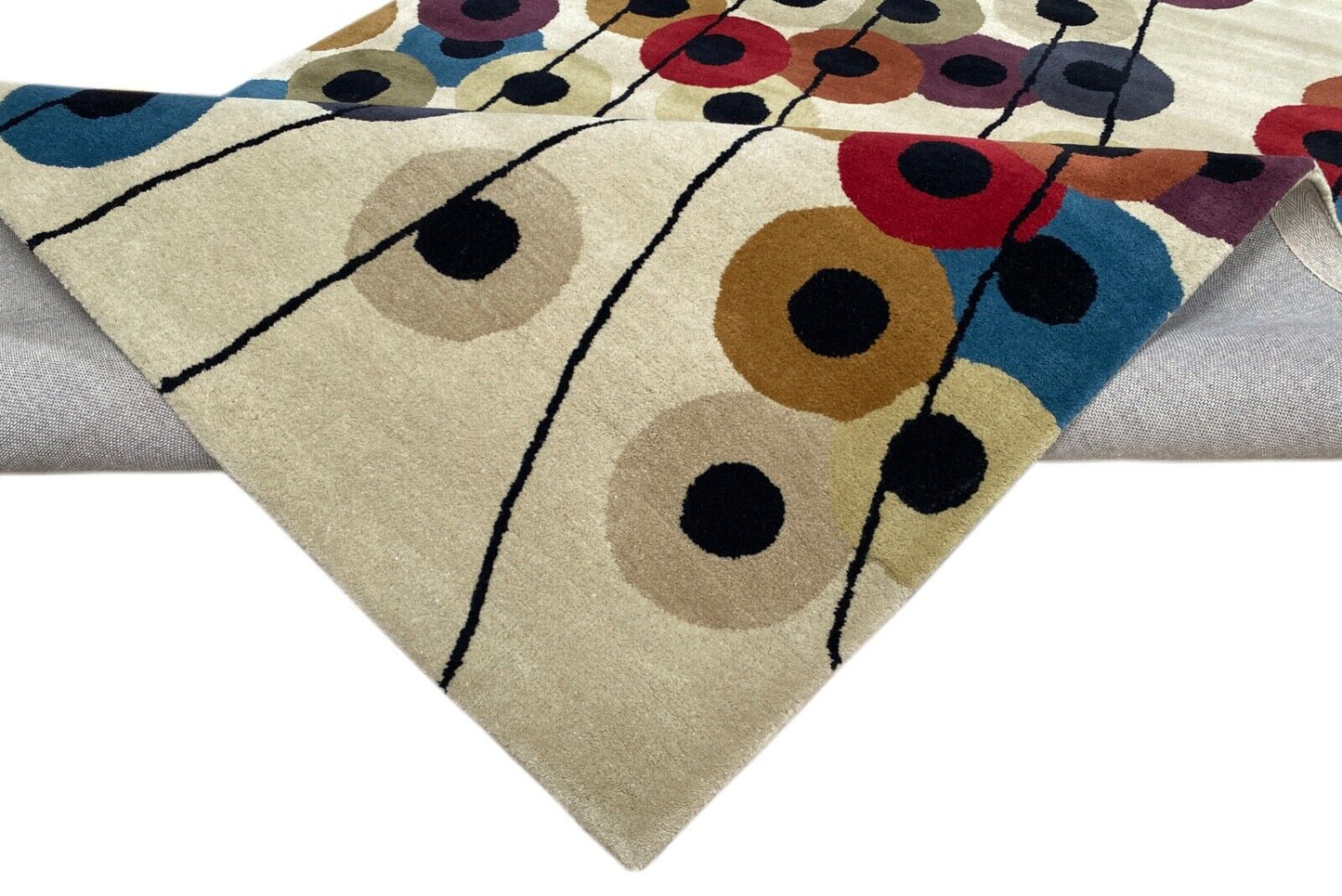 Wohnzimmer Teppich 100% Wolle Beige 200X200 cm Orientteppich Handgewebt CD 1