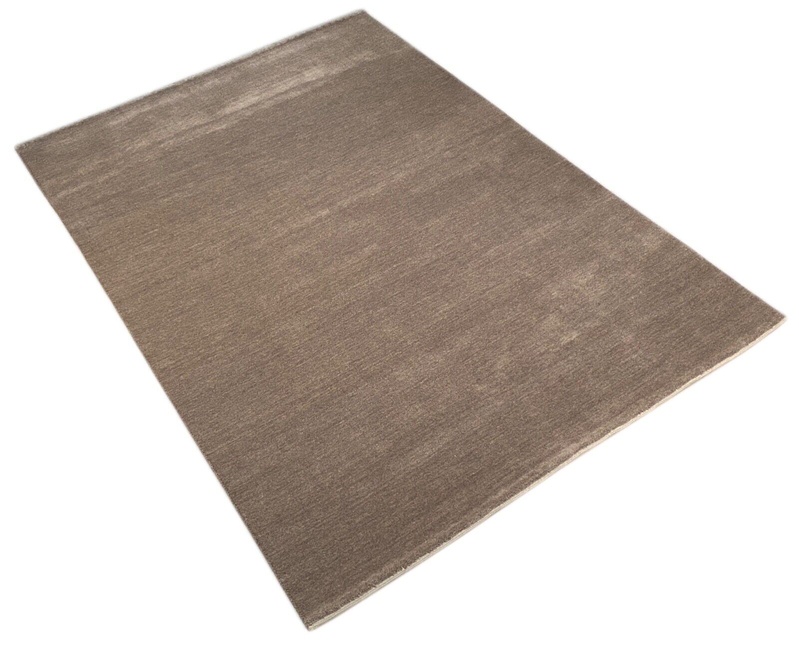 Taup Grau Teppich 100% Wolle 250x300 cm Handgewebt einfarbig gefärbt UNI AN2