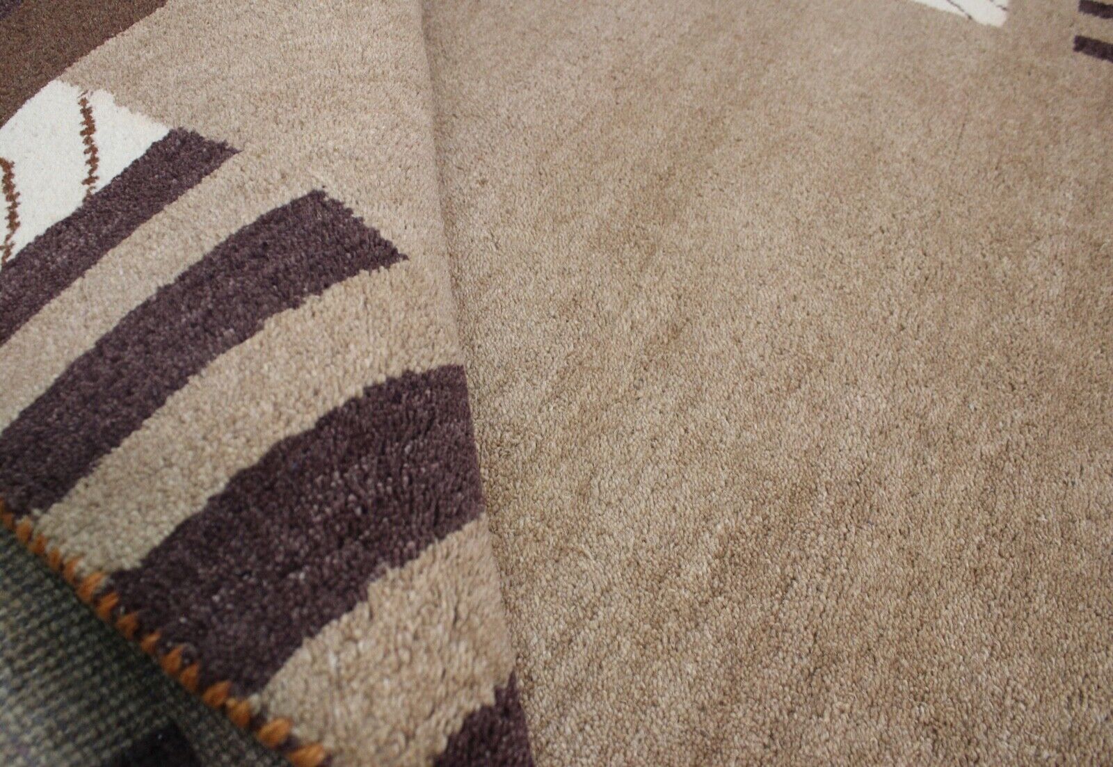 Tappeto Gabbeh 100% lana beige marrone tappeto orientale annodato a mano 153X235 cm