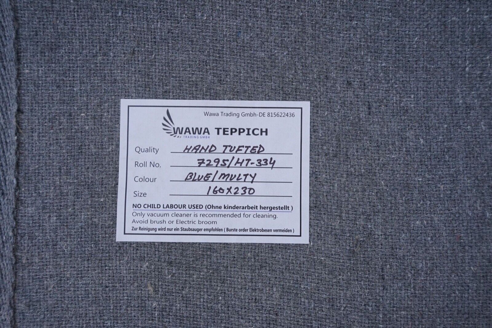 Blau Beige Teppich 100% Wolle 160X230 cm Orientteppich Handgetuftet HT334