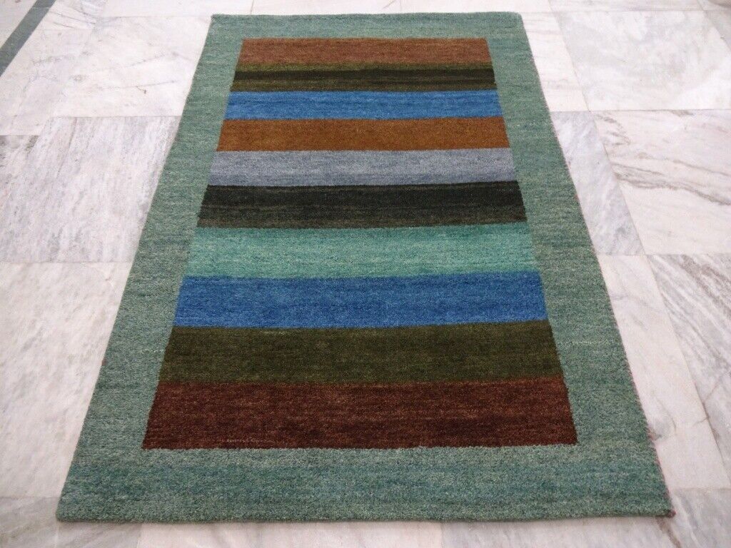 Preproga Gabbeh 122x181 cm Ročno vozlana ~ 100% volna ~ Sivo modra M38 