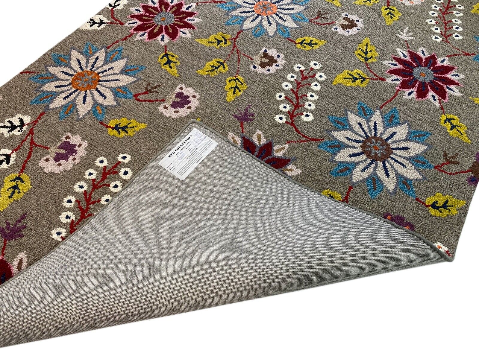 Designer Teppich Grau Gelb 100% Wolle Handarbeit Orient 150X240 CM MH933