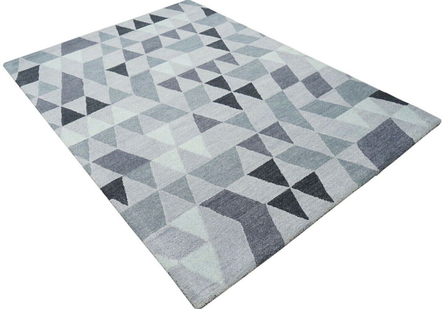 Grau Beige 160X230 cm Teppich 100% Wolle Orientteppich Handgetuftet HT182