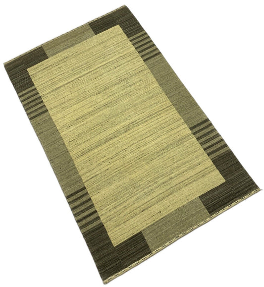 Teppich 100% Wolle Grau Beige lori Handgewebt 120x187 cm Naturwolle S122