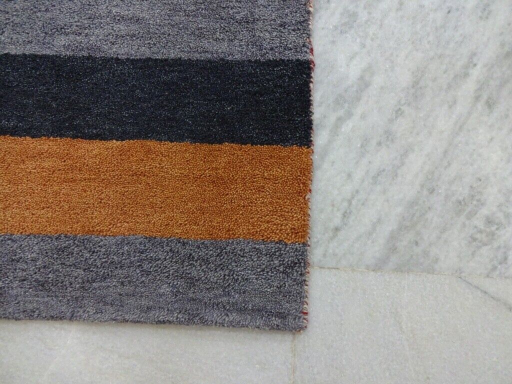 Gabbeh Teppich 56x88 cm Handgeknüpft  ~ 100% Wolle ~ Grau Rot Beige  M33