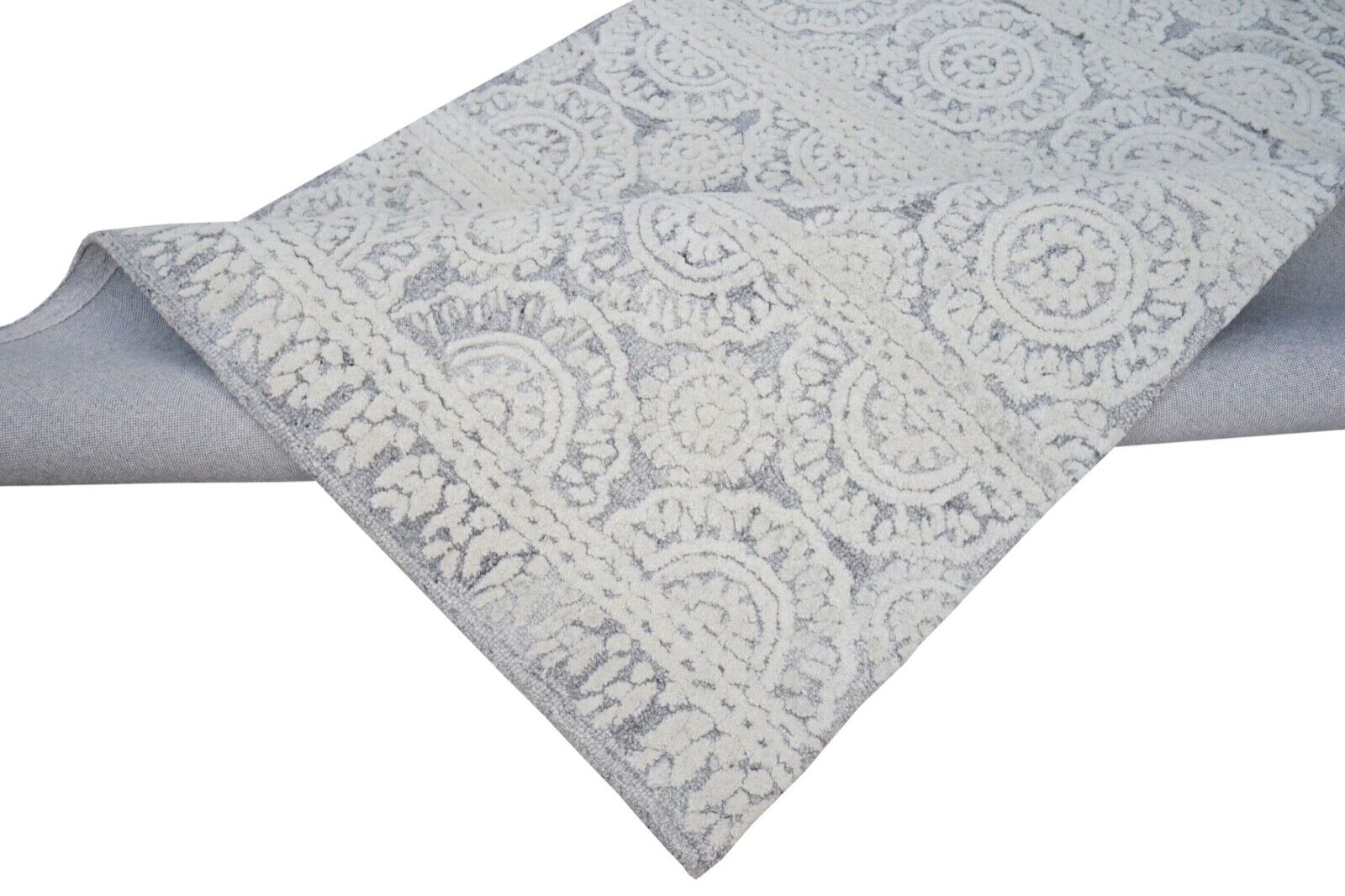 Beige Elfenbein 160X230 cm Teppich 100% Wolle Orientteppich Handgetuftet HT369