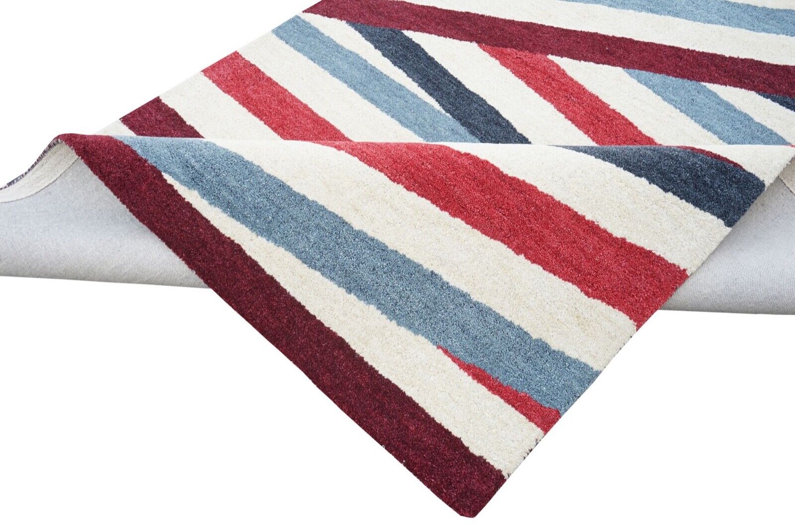 Rot Blau Beige Teppich 100% Wolle 160X230 cm Orientteppich Handgetuftet HT263