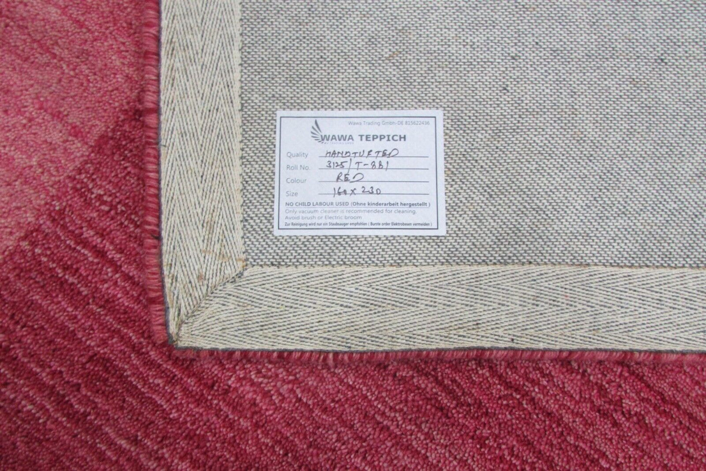 Rosa Teppich 100% Wolle 160X230 cm Orientteppich Handgetuftet T881