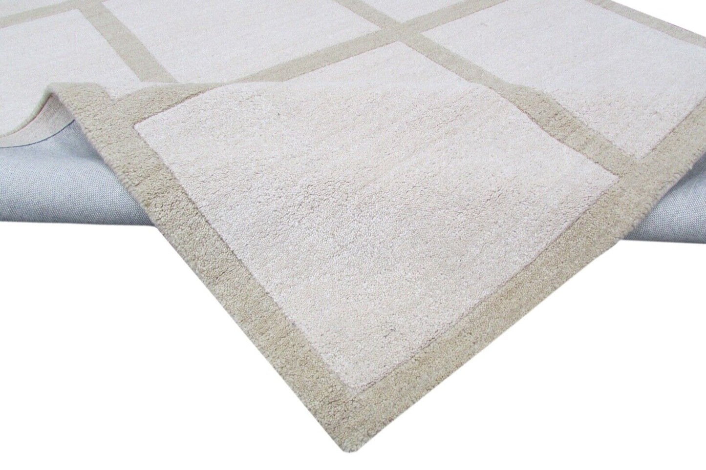 Elfenbeinfarbe Teppich 100% Wolle Beige 160X230 cm Handarbeit Handgetuftet T821