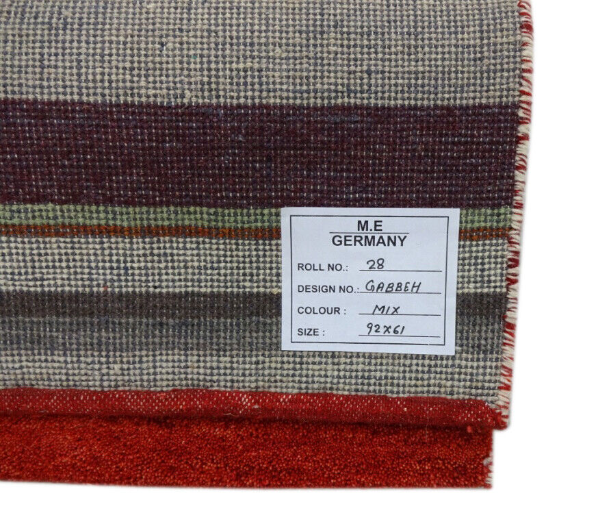 Gabbeh Rug 61x92 cm Hand-knotted ~ 100% Wool ~ Red Beige Gold Blue M28 