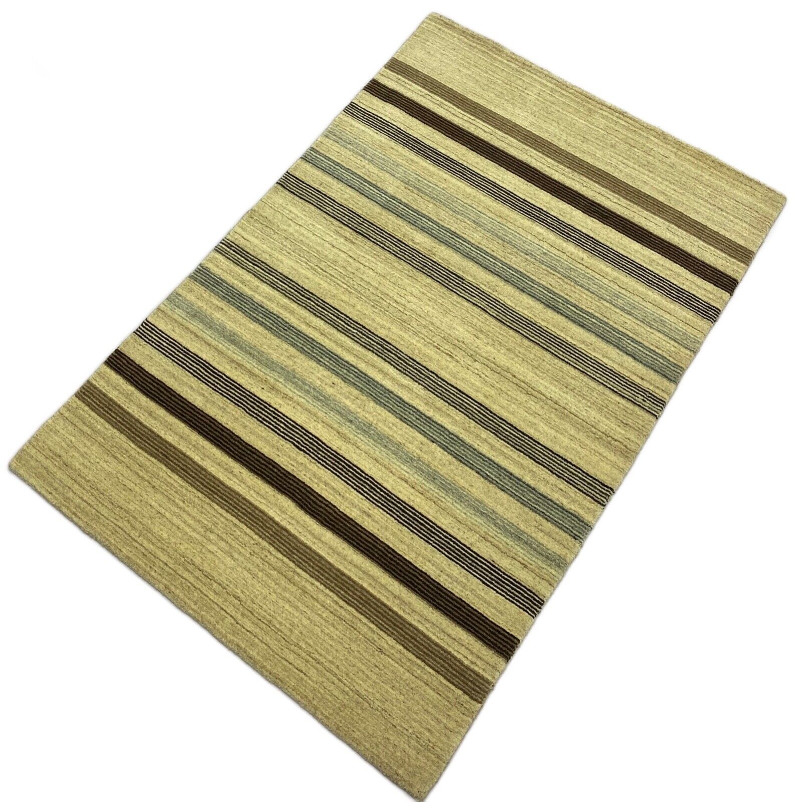 Teppich Gabbeh Beige Grau Braun 100% Wolle lori Handgewebt 125x187 cm S127